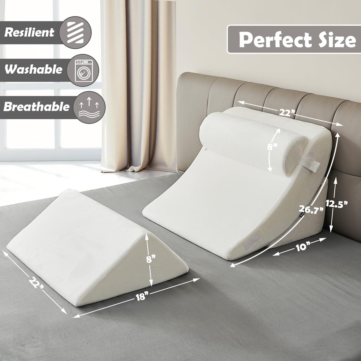 4pcs Orthopedic Bed Wedge Pillow Set Post Surgery, Relaxing, Back