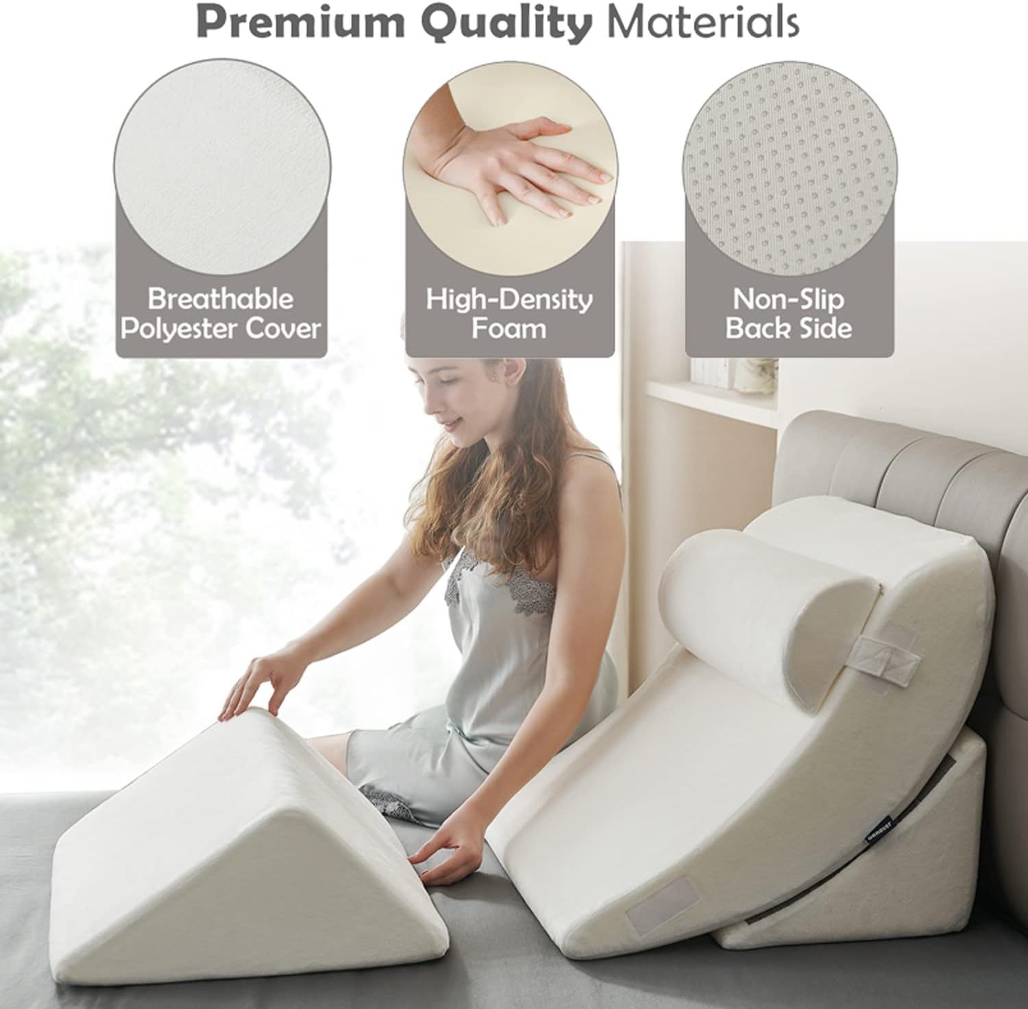 4pcs Orthopedic Bed Wedge Pillow Set Post Surgery, Relaxing, Back