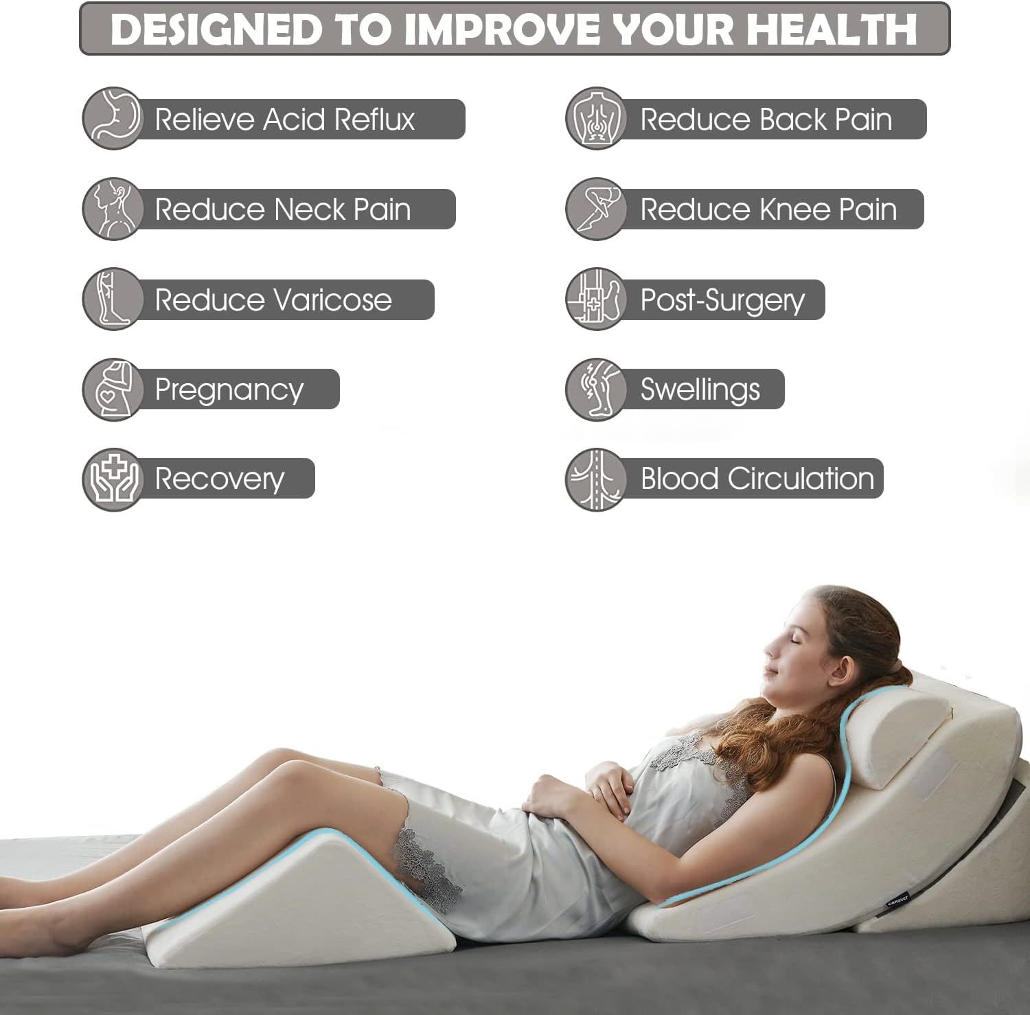 4pcs Orthopedic Bed Wedge Pillow Set Post Surgery, Relaxing, Back