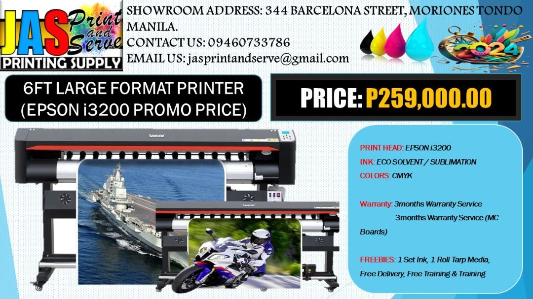 6FT STICKERS PRINTER MACHINE (i3200) (Category: Printers, Scanners & Copiers) located in Manila. Submitted by geraldhernandez7719 (Listing ID 1310097518, Image 1). Description: SUPPLIER HERE! WE ARE LEGIT SUPPLIER OF LARGE FORMAT PRINTER MACHINE . . . . We are legit supplier of Brand New DX11, Dual Head DX11 & i3200 Tarpaulin Sublimation Printer Machine 6f and 10ft, Brand New Laser Cutter and Brand New Cutter Plotter, Brand New Heat Press and oth