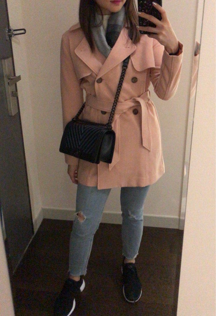 A F pink trench coat