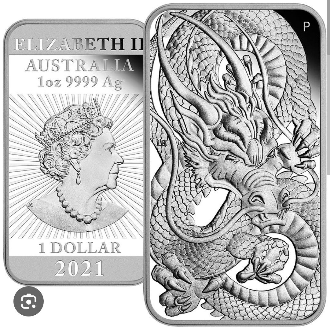 Australia rectangular 2021 dragon 1oz silver 9999, Hobbies & Toys ...