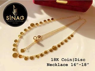 Authentic Pawnable Real 18k Saudi Gold -Coin Disc Necklace