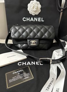 Brandnew Authentic Chanel Uniform Calfskin SHW Belt Bag in Black