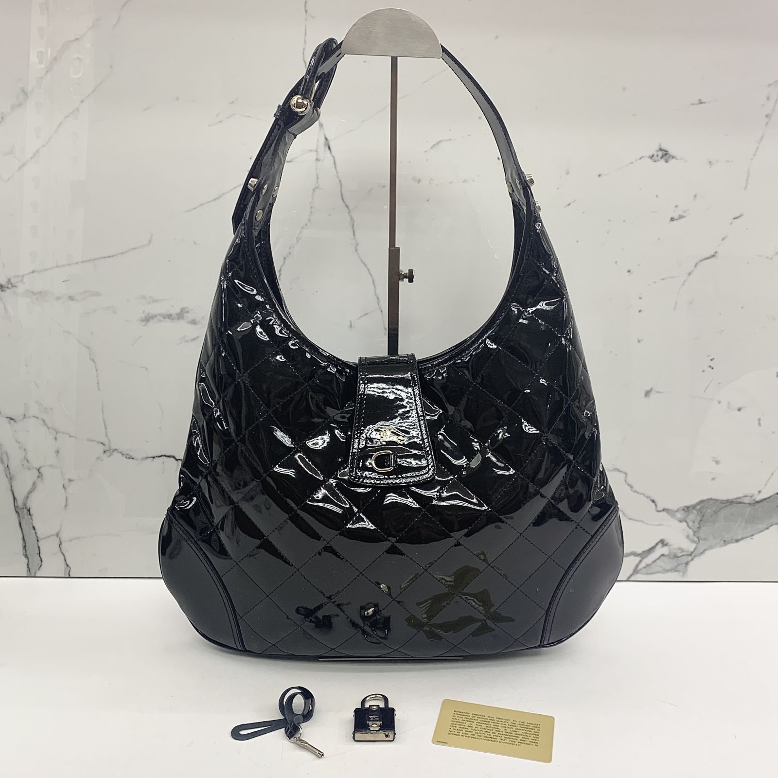 DISCOUNTED* BURBERRY LONDON PATENT BLACK LOCK ONE SHOULDER BAG 