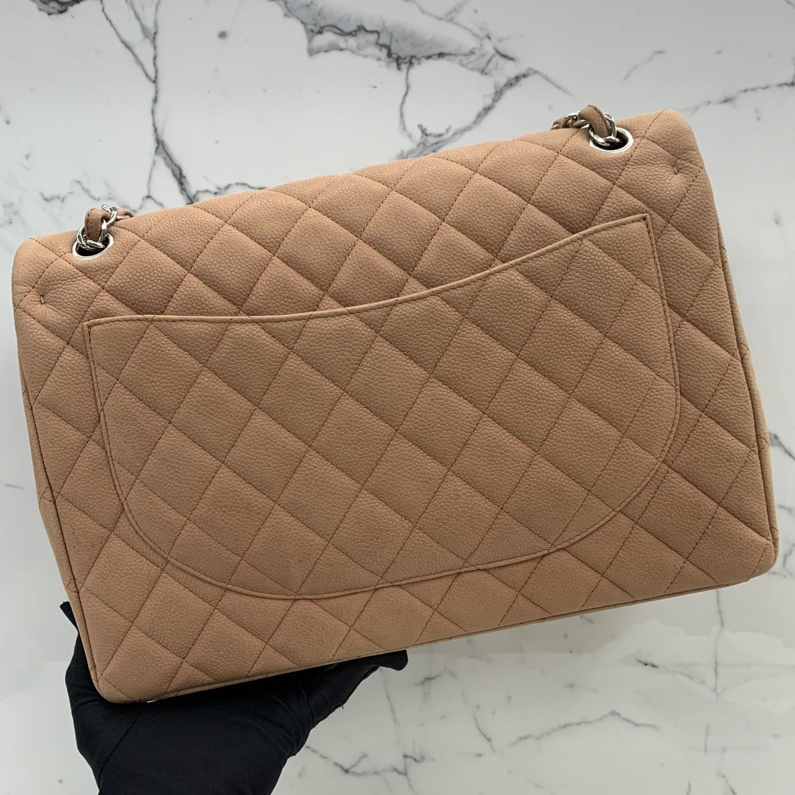 CHANEL NO.17 MATELASSE CAVIAR SKIN MAXI 33 W FLAP W.CARD SHW CHAIN SHOULDER BAG 247028196 GI