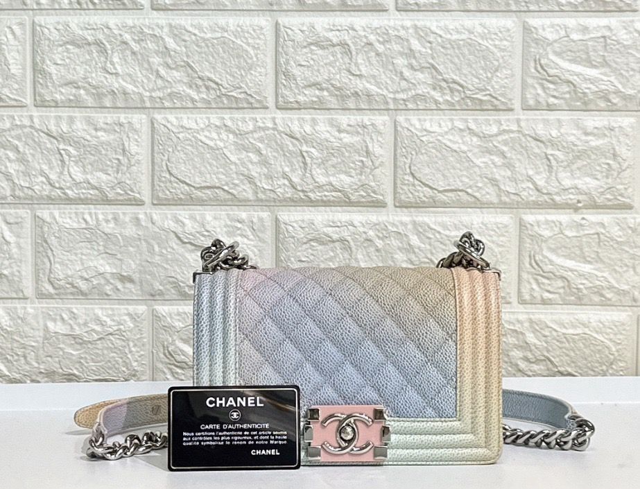 Chanel Rainbow Quilted Caviar Boy Bag Small
