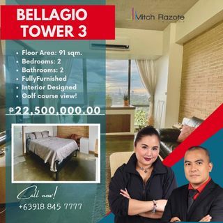 Charming Upgraded 2 Bedroom Unit with Golf Course View For Sale at Bellagio 3 BGC