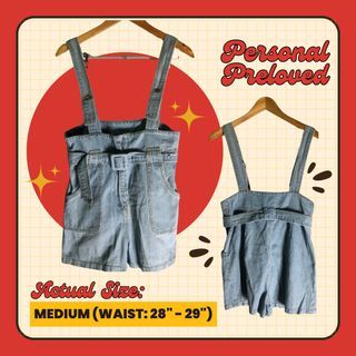 Denim Overall Shorts Y2k Romper with Belt Jumper Shorts Denim Jumpsuit Retro Jumpsuit