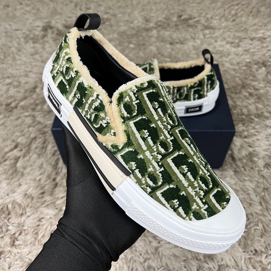 Dior B23 Oblique Tapestry Green Slip On Fesyen Pria Sepatu Sneakers di Carousell