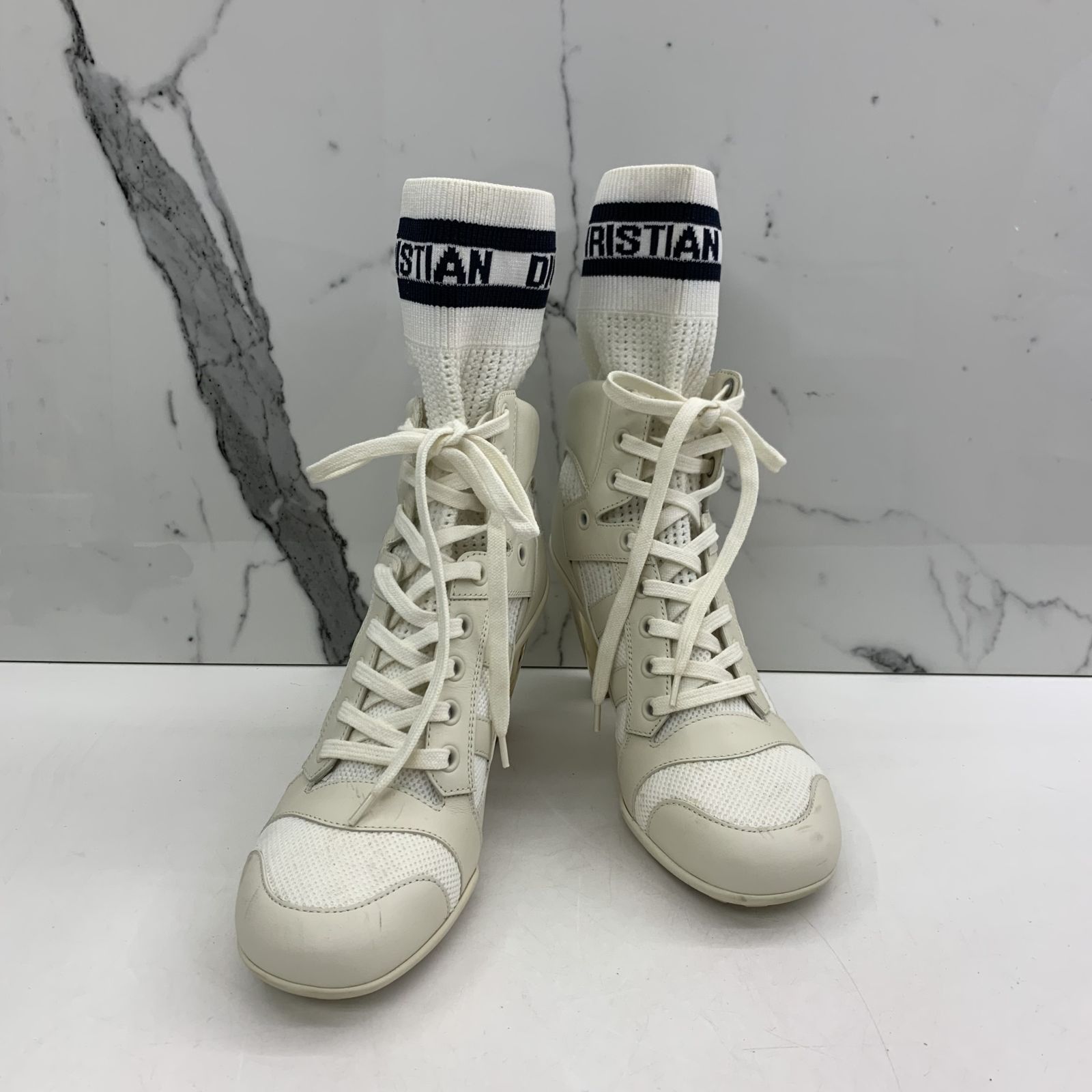 DIOR WHITE D ZENITH SNEAKER HEELS ANKLE BOOT 36.5 247027840 Luxury Sneakers Footwear on Carousell