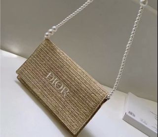 Dior Woven Bag with Pearl Shoulder Strap