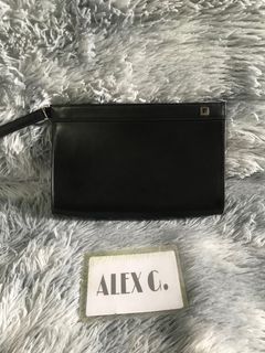 DUNHILL black leather clutch bag