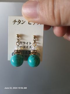 Earrings from japan with natural stone Turquize