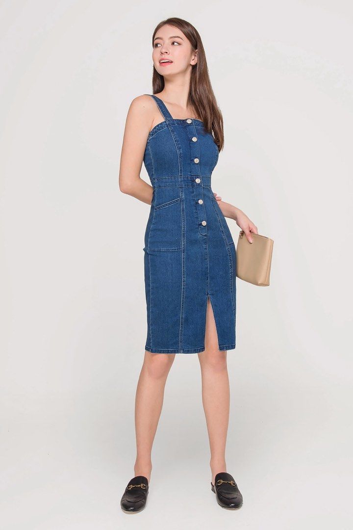 fayth denim dress Fayth Denim Dress (Dark Blue), Women's Fashion, Dresses & Sets, Dresses on  Carousell