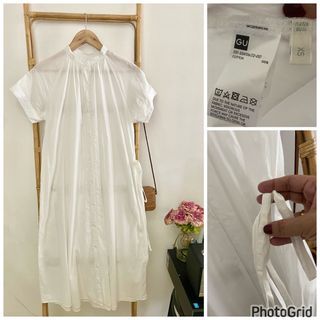 Gu combined linen button down maxi dress