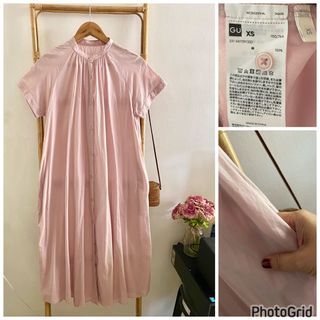Gu nude pink button down maxi dress