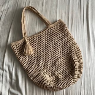 Handmade Crochet Beach Bag Tote (mocha color)