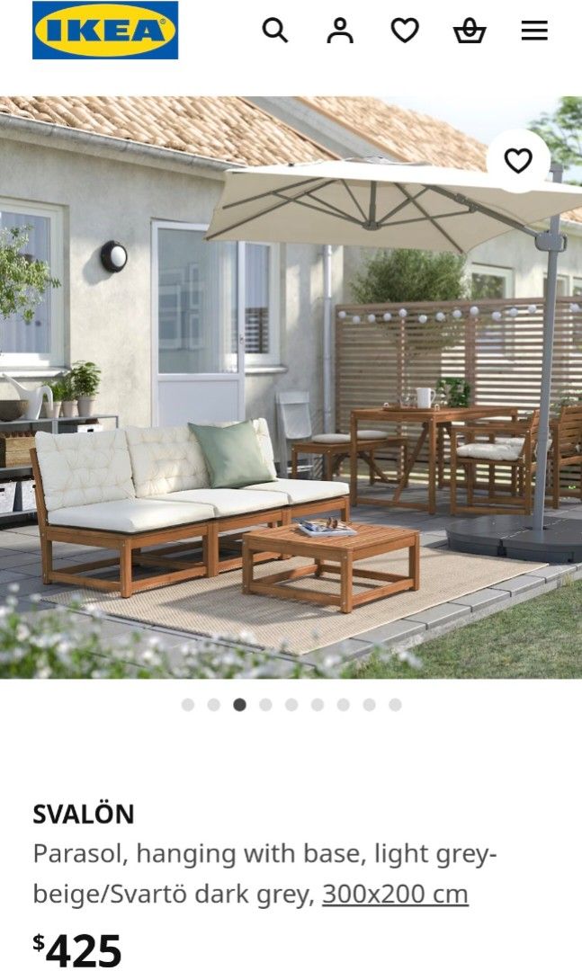 Ikea Svalon Parasol Outdoor Umbrella, Furniture Home Living