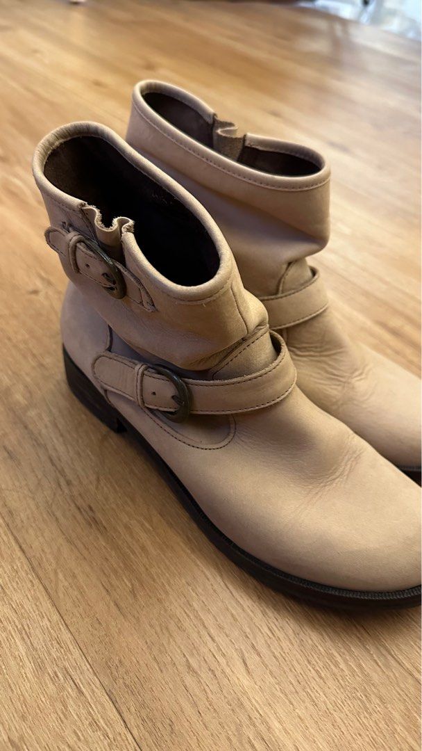 Leather Ankle Boots Light Brown Japan Takashimaya Women s Fashion Footwear Boots on Carousell