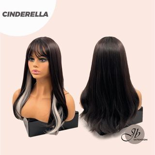 LONG SYNTHETIC FIBER WIG WITH HIGHLIGHTS 55CM SKUNK HAIR