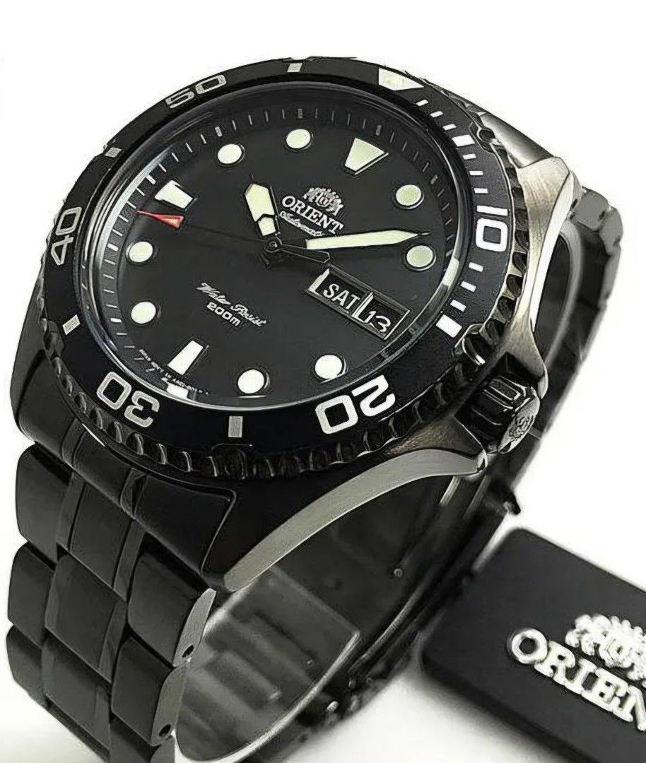 Lowest Price Orient Ray Raven 200m Men s Automatic Black Dial Black IP Stainless Steel Watch Birthday gift birthday BRAND NEW IN BOX WITH 1 YEAR