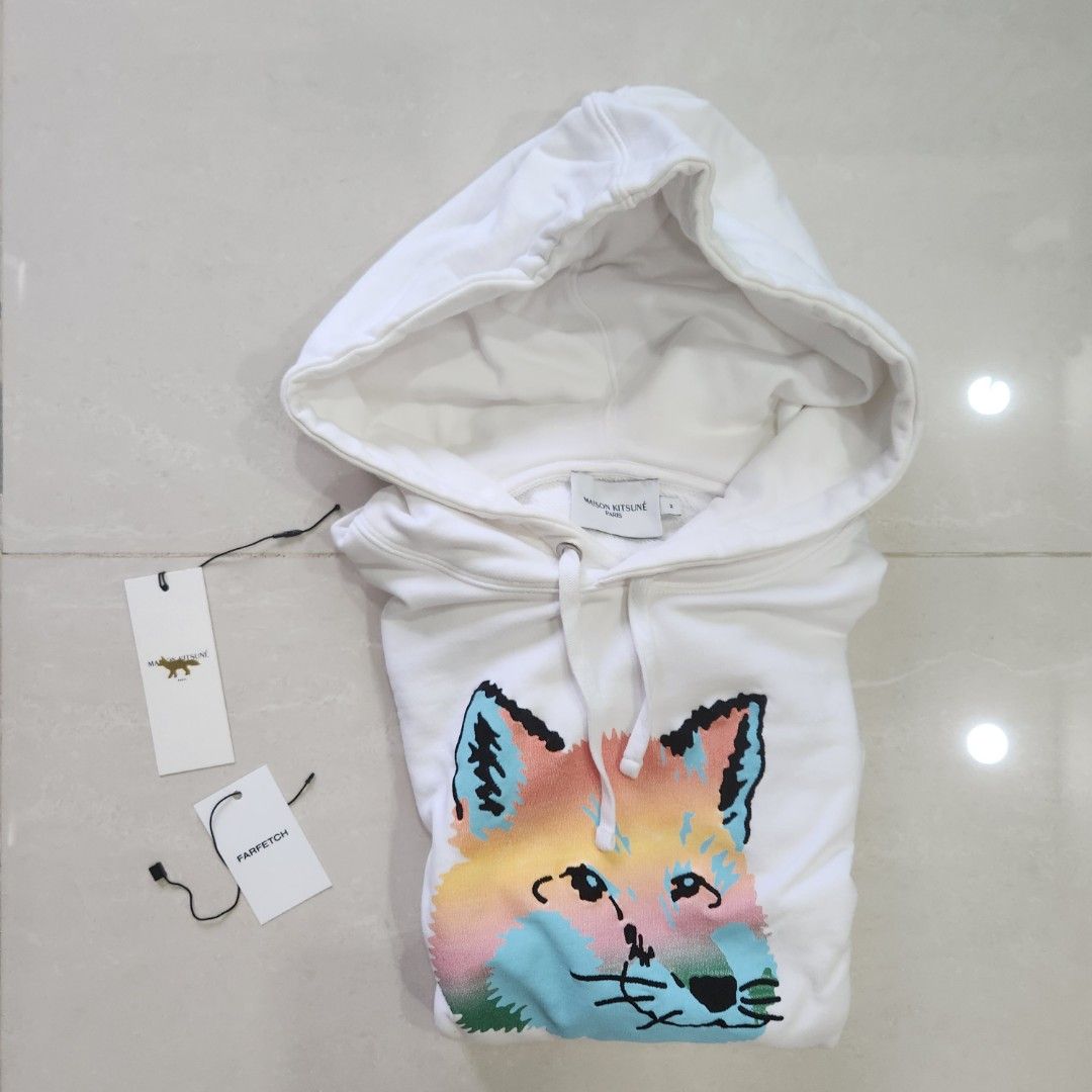 Maison kitsune rainbow fox hoodie shop
