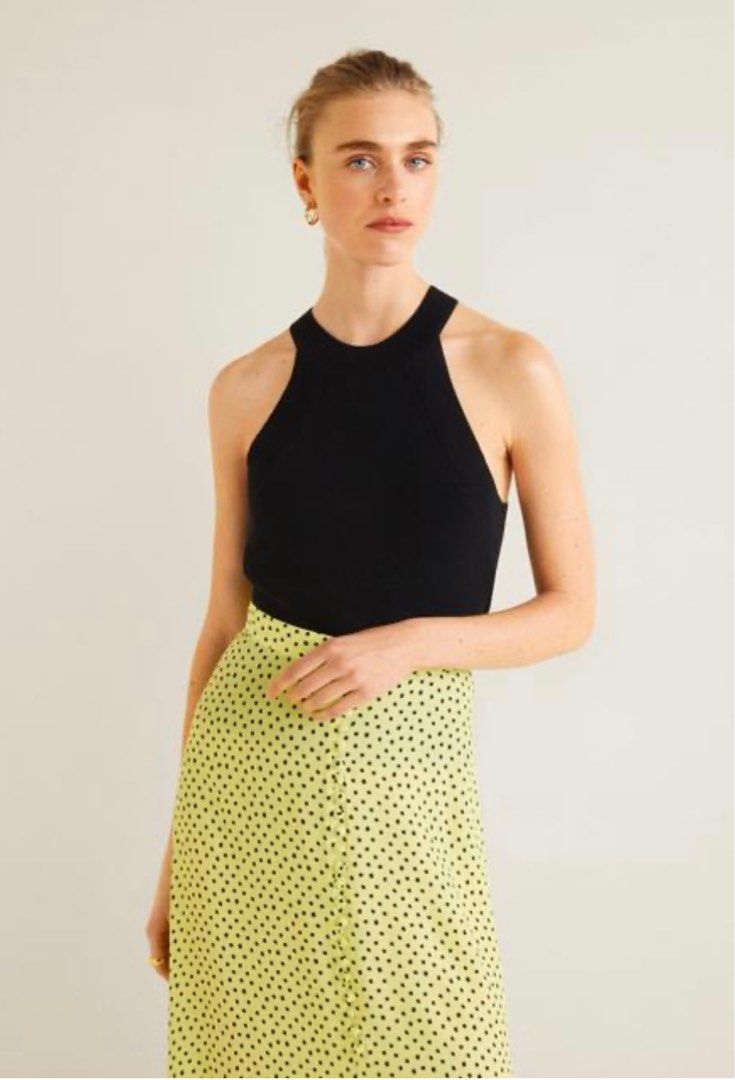 Yellow polka dot skirt mango online