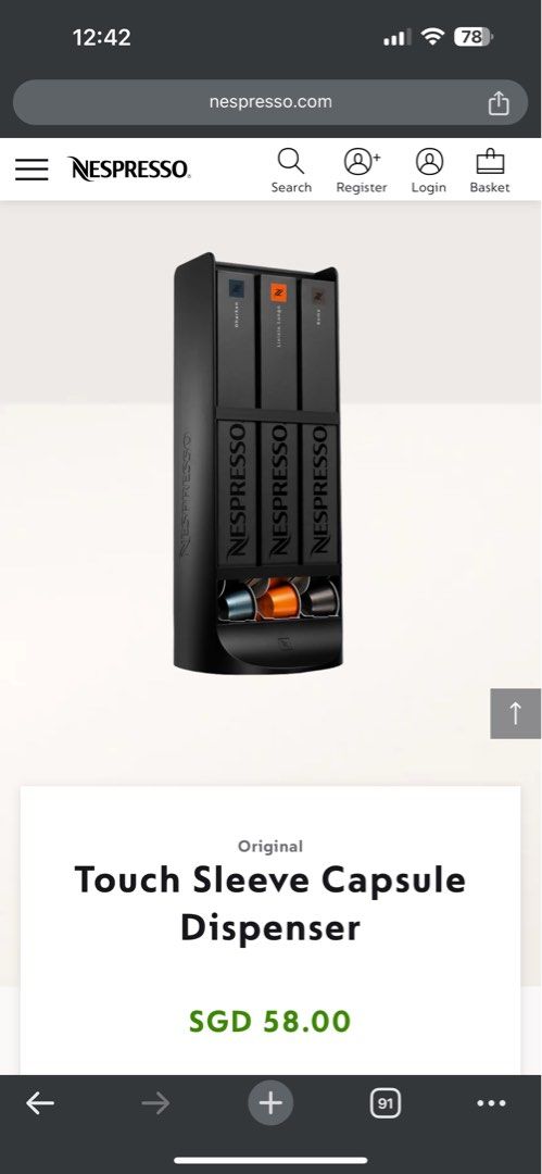 Nespresso touch sleeve top