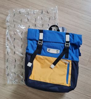 Olympia Laptop Backpack in Navy Blue and Yellow