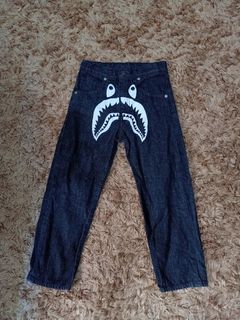 Original bape shark denim pants for kids
