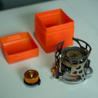 Portable Mini Camping Stove with Butane Adapter and Wind Cover