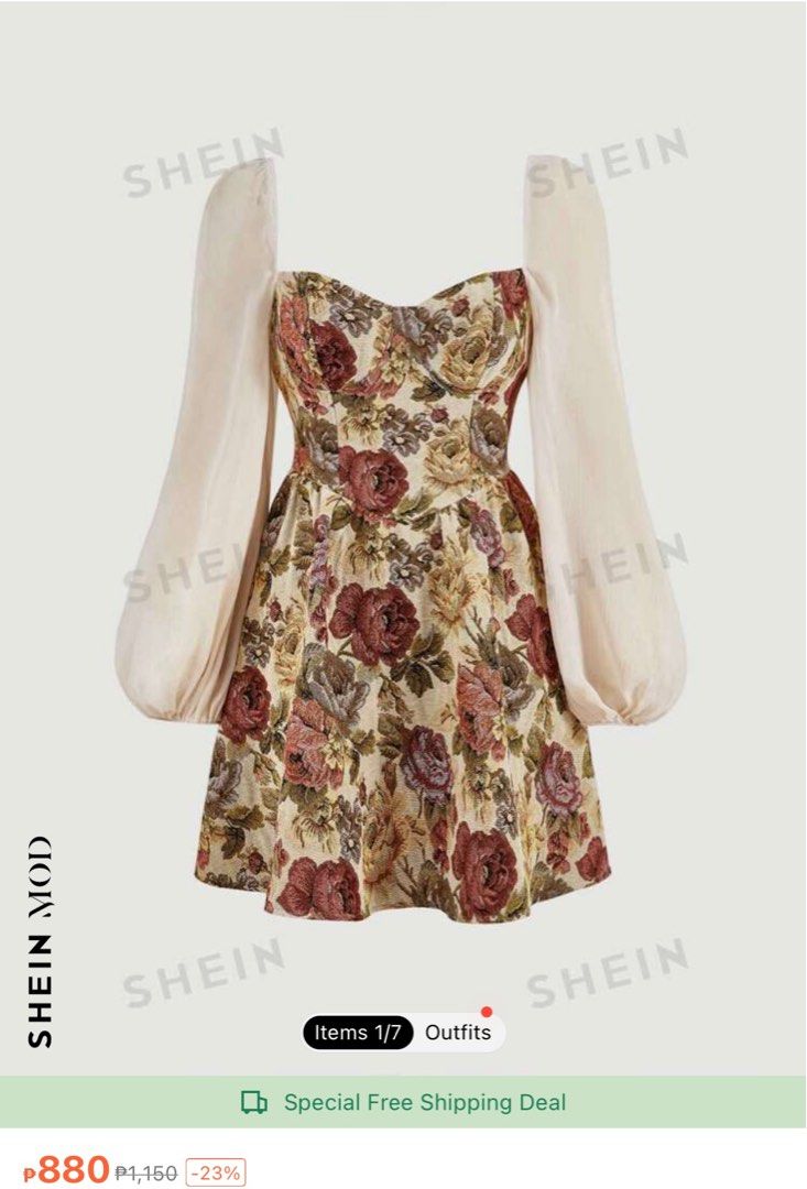 SHEIN FLORAL DRESS (Category: Dresses) located in Cainta. Submitted by ding.store (Listing ID 1310149603, Image 1). Description: Brand new Hindi nagamit Brand: Shein Size: Medium Bicep Length : 16.8 inch Bust : 36.2 inch Cuff : 7.5 inch Hip Size : 70.5 inch Length : 34.6 inch Sleeve Length : 28 inch Waist Size : 28.7 inch 📍Sampaloc, Manila.
