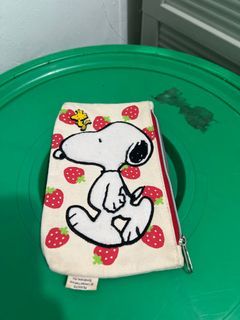 Snoopy Strawberry Thick Canvas Pouch Pencil Case Make Up bag