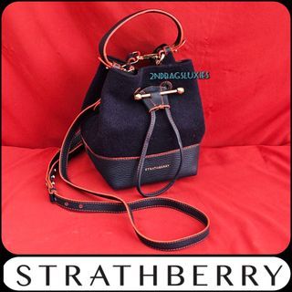 🛑Strathberry Navy Cashmere Leather Lana Osette Mini 2way Bucket Sling Bag