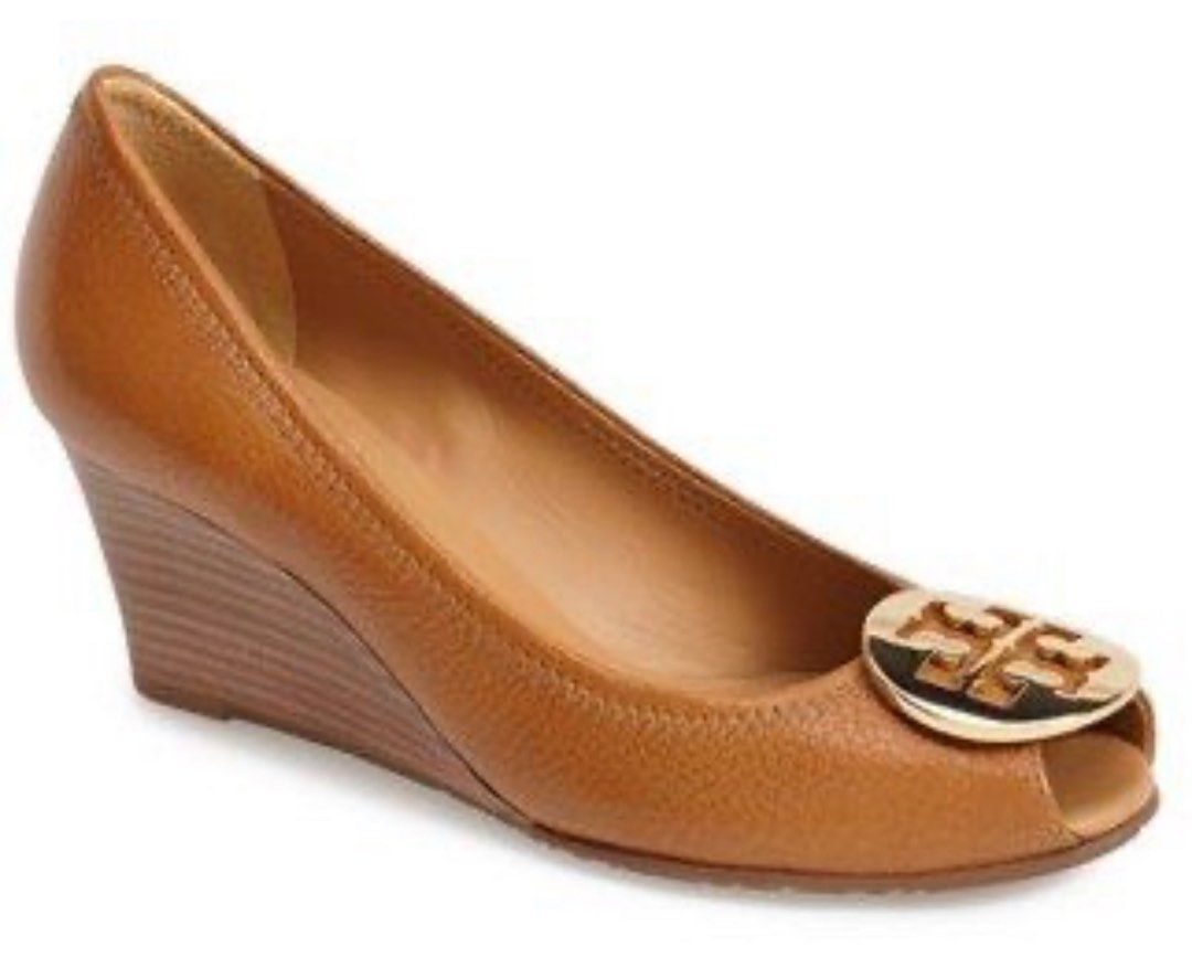 Tory burch tan wedges cheap