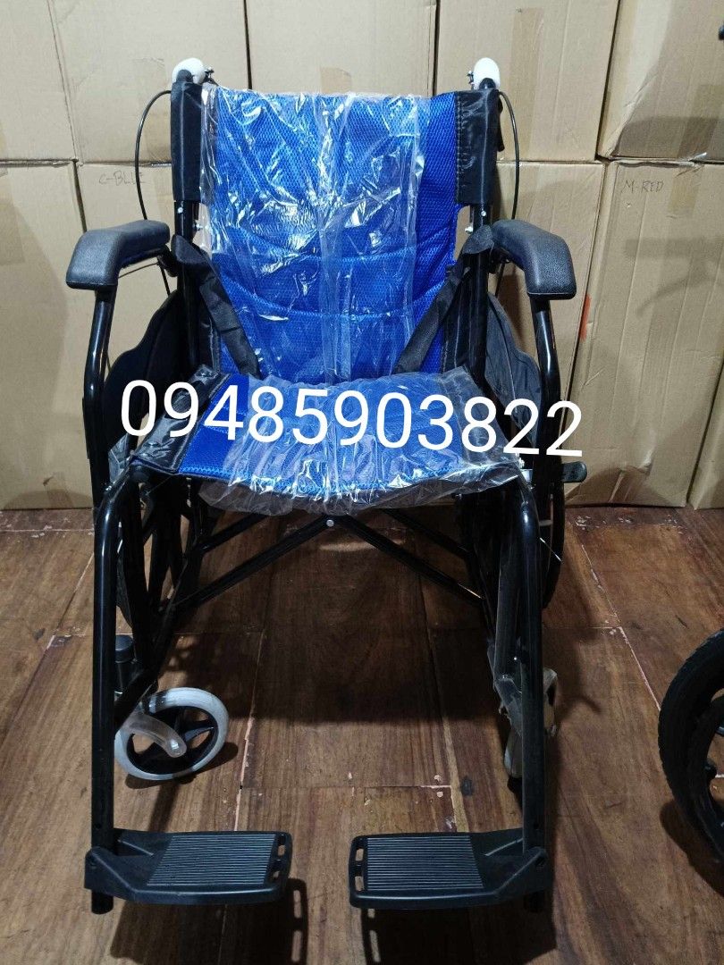Travel wheel chair matte blue (Category: Medical Supplies & Tools) located in Manila. Submitted by medicalcare12 (Listing ID 1310112334, Image 2). Description: brand new same day delivery cod/gcash /bank transfer.
