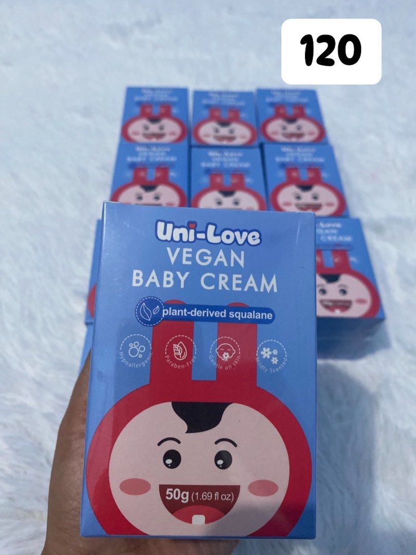Unilove Vegan Cream (Category: Baby Toiletries & Grooming) located in Manila. Submitted by mejiajovel91321 (Listing ID 1310214608, Image 1). Description: Unilove Vegan Cream for ONLY 120 ✅Hypoallergenic ✅Paraben-Free ✅Gentle on Skin ✅Mild Scent ✅Safe for Babies 💯 ✅Trusted Baby Brand.
