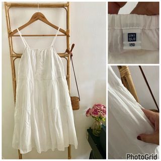 Uniqlo white slip cotton waffle textured dress