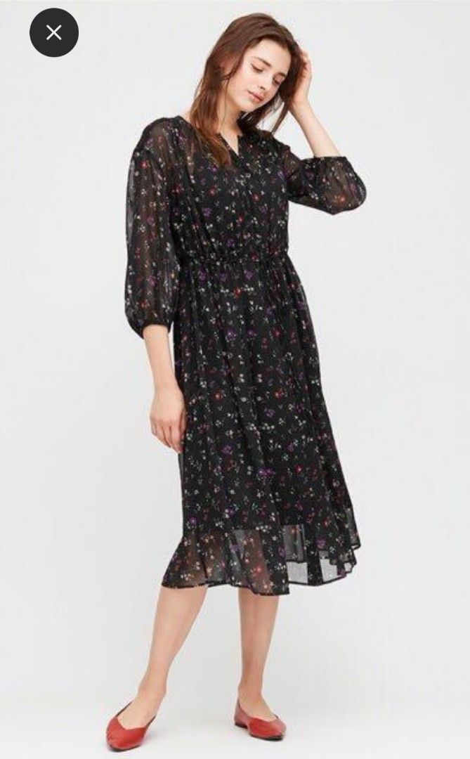Uniqlo chiffon dress on sale