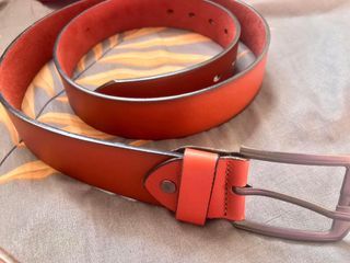 Unisex brown thick buckle belt
