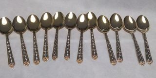 Vintage Gold Silver Floral Stainless Steel Tea Spoon 12pcs Japan