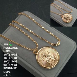 YG Mother Mary Pendant Rolo Chain Necklace