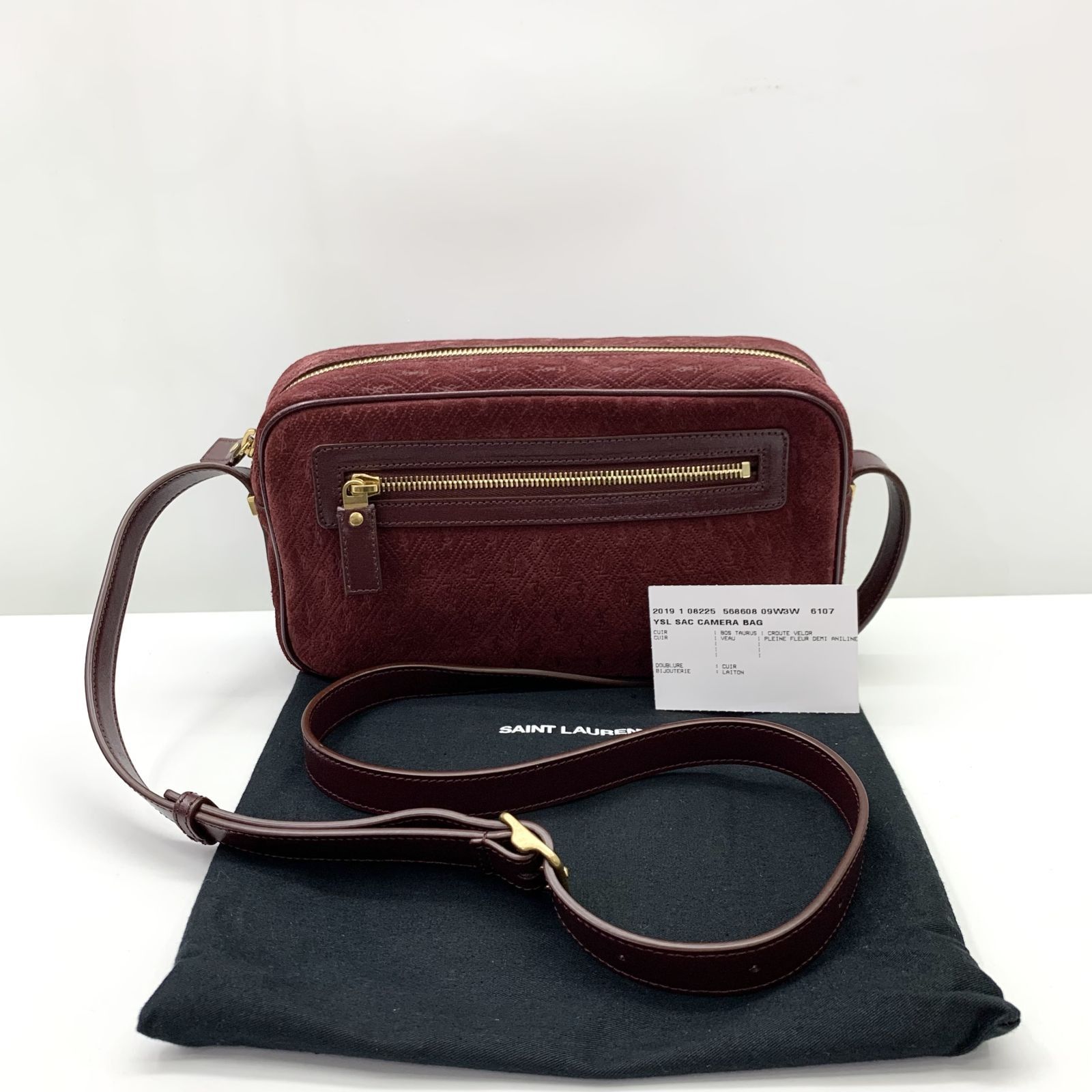 DISCOUNTED YVES SAINT LAURENT 568608 MAROON SUEDE CAMERA SHOULDER BAG 247028686 GI