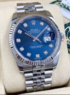 2017 Rolex Datejust 36 Blue Diamond Dial Ref. 116234