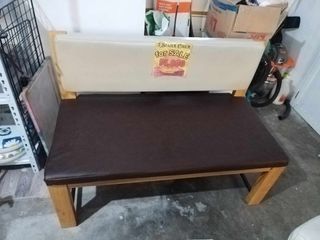 2 Seater Leather Couch, Wooden Frame with Steel