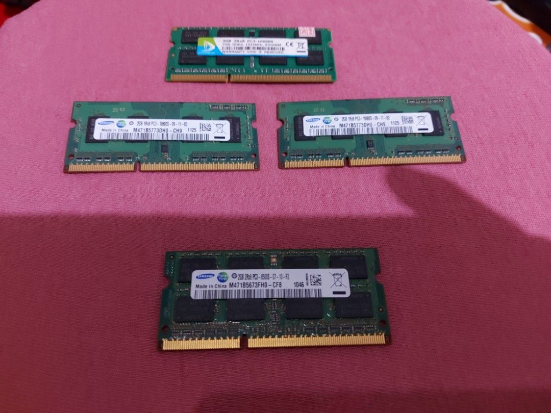 2gb DDR3 memory for laptop 200 pesos each (Category: Computer Parts) located in San Juan City. Submitted by appleusermarioz (Listing ID 1310381338, Image 1). Description: if U buy all for 600 pesos nalang po Memory For Laptop DDR3 2gb ram - PC3 10600 ( 3pcs available) - PC3 8500 ( 1 pcs ) all good working 200 pesos Each pag kukunin lahat 600 pesos nalang po meet Up Mrt cubao Or farmers plaza mall cubao or mrt annapolis memory 2gb for laptop ddr3 