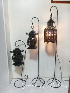 3pcs Vintage Black Metal Lantern Lamp With Stand Set (SUPER SALE!)