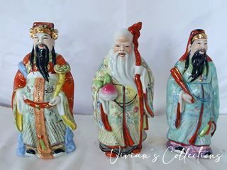 3pcs Vintage Chinese Deity Porcelain Statues Star Gods Fu Lu Shou Set Figurines (SUPER SALE!)
