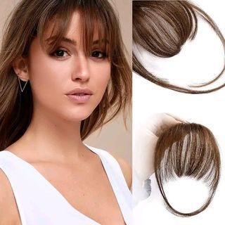 4 Color Women's Clip-In Fringe Bangs Hairpiece - Synthetic Fake Hair Extensions for a Neat Air Bangs Look